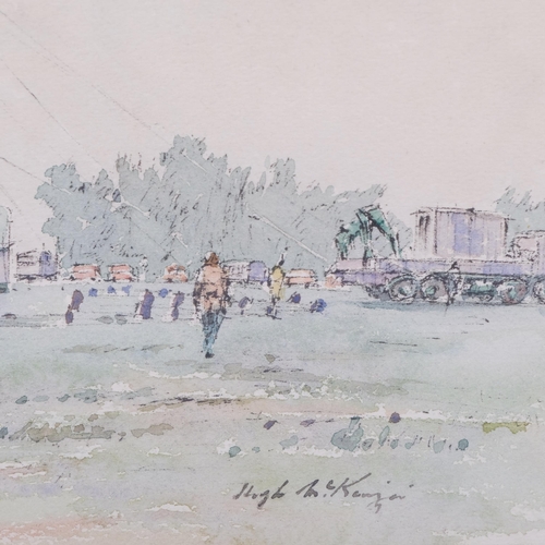 693 - Hugh McKenzie (1909 - 2005), the circus on Black Heath, watercolour, signed, 20cm x 31cm, framed