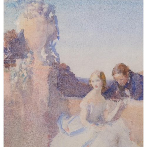 694 - Walter Ernest Webster (1878 - 1939), romantic scene, watercolour, 45cm x 33cm, framed