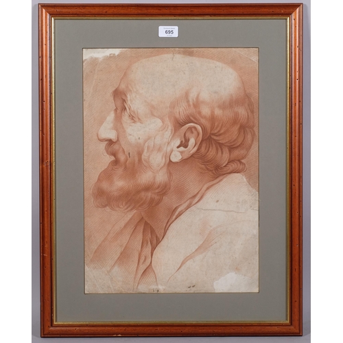 695 - ** WITHDRAWN ** 17th century Italian School, old Master study of a saint, sanguine chalk on paper, 4... 