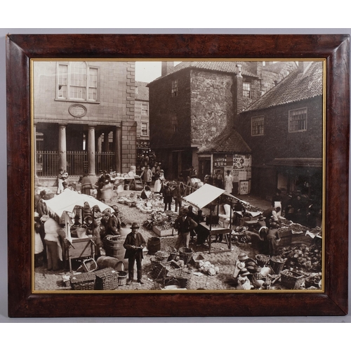 696 - Frank Meadow Sutcliffe (1853 - 1941), Whitby market place, large format Vintage photograph, 38cm x 4... 