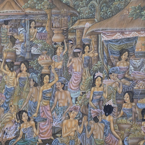 705 - 20th century Balinese School, large format village scene, oil on canvas, signed Masna Kutuh, 82cm x ... 