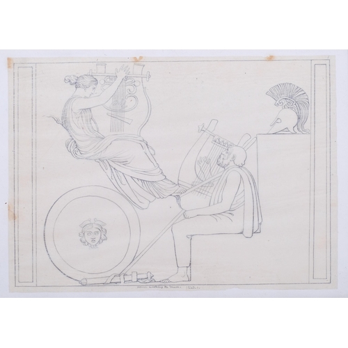 706 - Circle of John Flaxman, a scene from Homer's Odyssey, 19th century pencil drawing, unsigned, sheet s... 