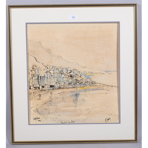 711 - Arthur Cantrell (South African, 1917 - 1998), view of Cape Town, watercolour, signed and dated 1959,... 