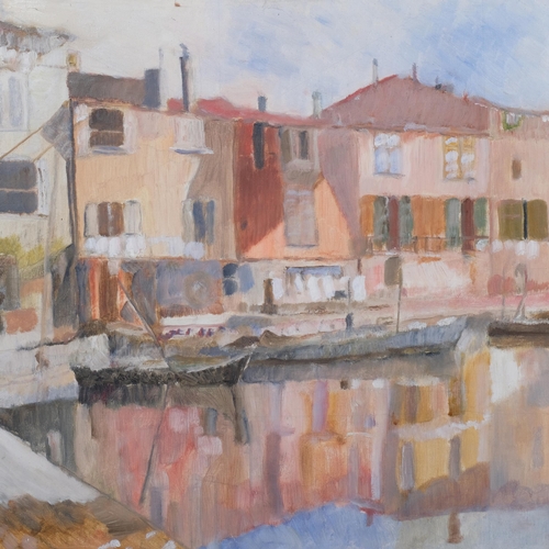 712A - G Waddell, view of Marseilles, oil on canvas, 1978, 50cm x 90cm, framed