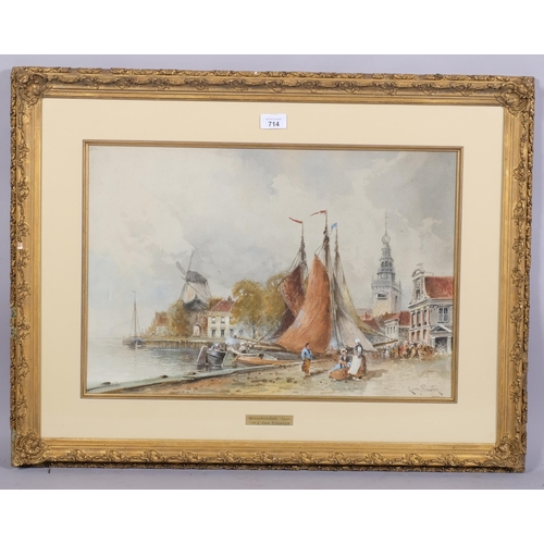 714 - Louis Van Staaten (1836 - 1909), Monnihendam Holland, watercolour, signed, 36cm x 55cm, framed