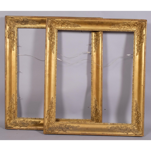 718 - 2 x 19th century gilt-gesso frames, inside measurements 65cm x 53cm (2)