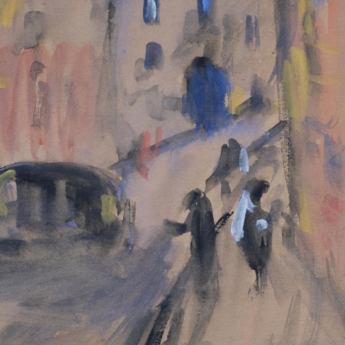 719 - Phelan Gibb (1870 - 1948), street scene, watercolour, faintly signed, 30cm x 50cm, mounted