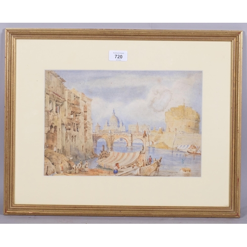 720 - **DESCRIPTION AMENDMENT** 19th century British School, *Rome, with the Castell San Angelo and St Pet... 