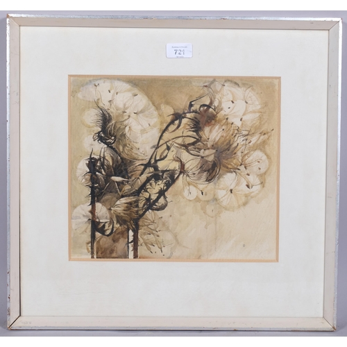 721 - James Winterbottom (born 1924), thistle heads, watercolour, signed and dated 1956, 30cm x 27cm, fram... 