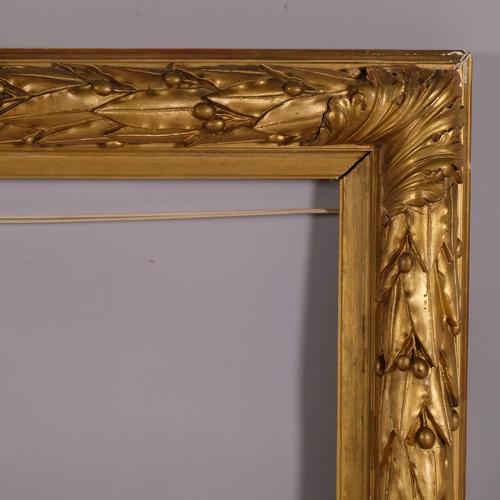 727 - Ornate 19th century gilt-gesso frame, inside measurement 51cm x 75cm