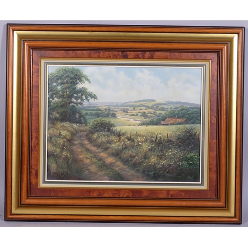 729 - Terence Grundy, rural landscape, oil on canvas, signed, 31cm x 41cm, framed