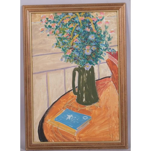 736 - Ivor Johns, still life, oil on canvas, signed and dated '57, 61cm x 40cm, framed