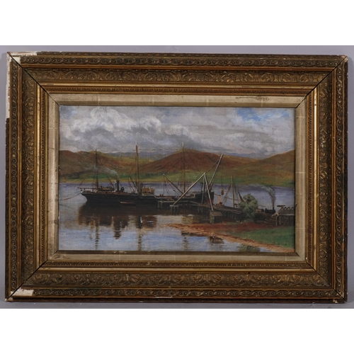 742 - Cargo boat in the highland, late 19th century oil on canvas, unsigned, 25cm x 40cm, framed