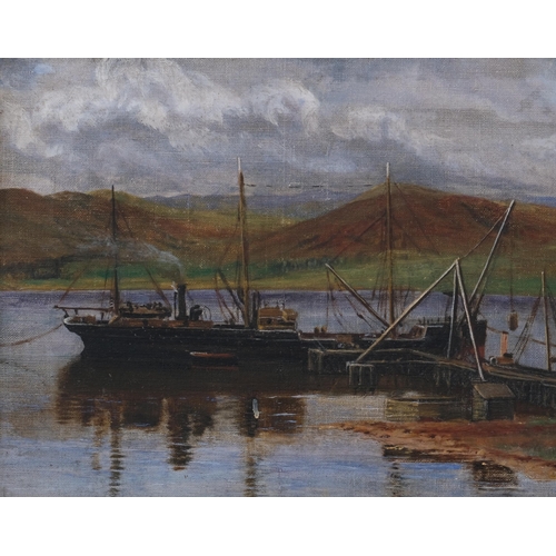 742 - Cargo boat in the highland, late 19th century oil on canvas, unsigned, 25cm x 40cm, framed