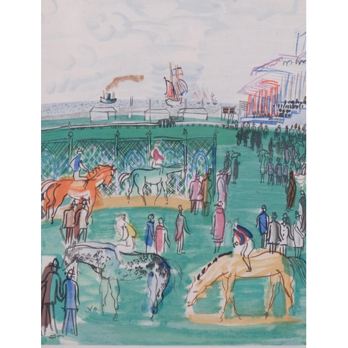 750 - Raoul Dufy, 2 wood engravings, glory of the horse, circa 1950s, image 26cm x 18cm, framed (2)