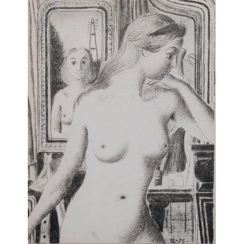 751 - Paul Delvaux, Reflection, original lithograph frontist? piece, 1975, Cat? Jacob no. 92, 32cm x 23cm,... 