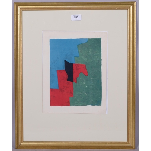 755 - Serge Poliakoff, Composition, 1961, original lithograph, sheet size 31cm x 24cm, framed