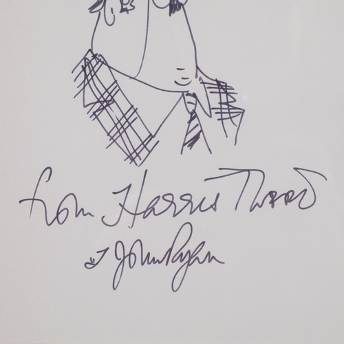 768 - John Ryan (1925-1992), ink on paper, Portrait of Harris Tweed, signed with dedication to “Tony and C... 