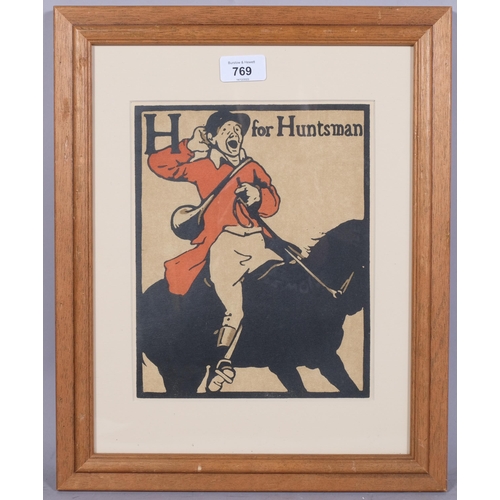 769 - William Nicholson (1872-1949), lithograph in colours on paper, H is for Huntsman, from An Alphabet, ... 