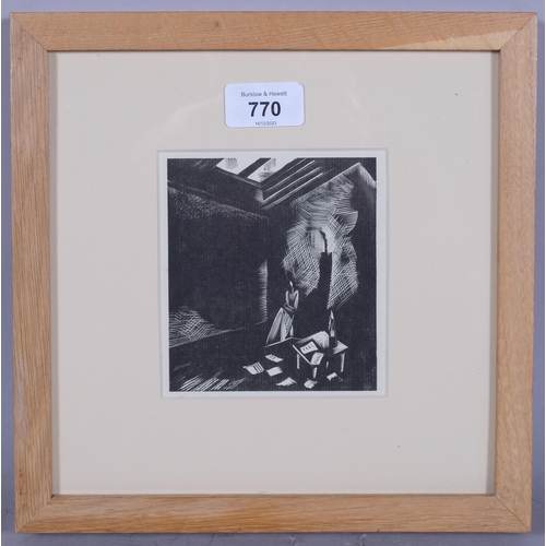 770 - Paul Nash (1889-1946), wood engraving on paper, Poor Northern Muse, Act 1, Scene 1, from Mister Bosp... 