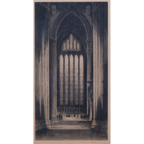 772 - Albany Howarth (1872-1936), etching on paper, Cathedral Interior 