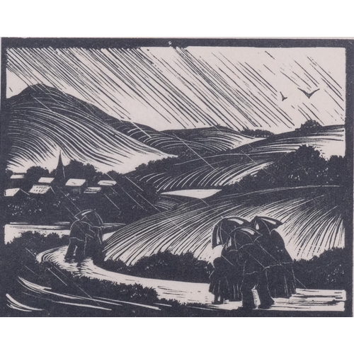 786 - Clare Leighton (1898-1989), wood engraving on paper, The Rainy Sunday (1927), 12.5cm x 9.5cm, mounte... 