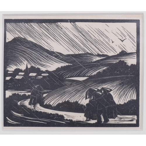 786 - Clare Leighton (1898-1989), wood engraving on paper, The Rainy Sunday (1927), 12.5cm x 9.5cm, mounte... 