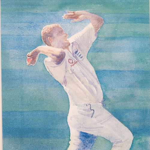 787 - Patricia Glasswell (XX-XXI), watercolour on paper, Bowling, signed lower right, 39cm x 23cm, mounted... 