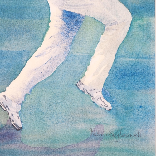 787 - Patricia Glasswell (XX-XXI), watercolour on paper, Bowling, signed lower right, 39cm x 23cm, mounted... 