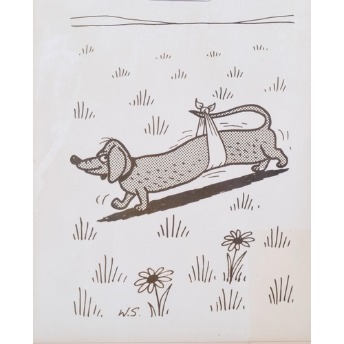 792 - Will Spencer (1921-2002), ink on paper, Bandaged Dachshund, for Animal Crackers, signed with initial... 