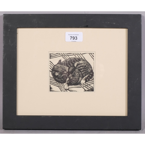 793 - John Nash (1893-1977), wood engraving on paper, Cat and Kitten, 8.5cm x 9cm, mounted, glazed and fra... 