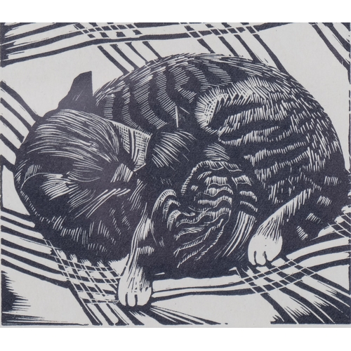 793 - John Nash (1893-1977), wood engraving on paper, Cat and Kitten, 8.5cm x 9cm, mounted, glazed and fra... 