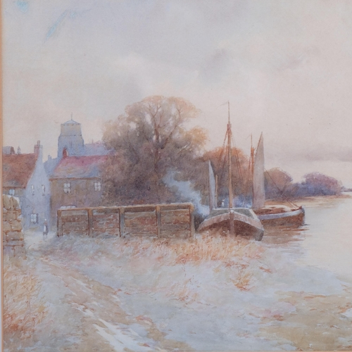 796 - Harold M English (1890-1953), watercolour on paper, Dusk at the Riverside, signed lower right, 28.5c... 