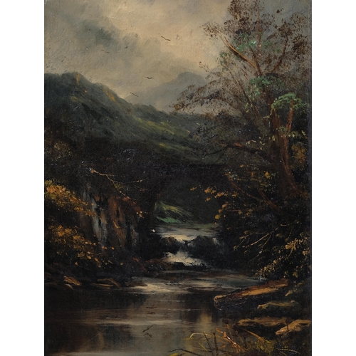 798 - J Alexander, pair of Highland stream scenes, oils on canvas, signed, 30cm x 20cm, unframed