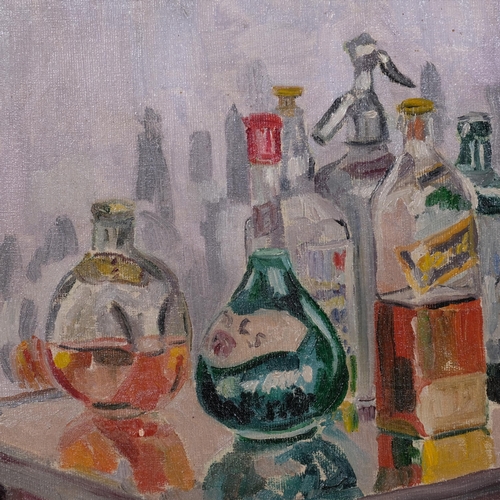 803 - The minutes of the meeting, still life, oil on board, 1956, monogram verso BDB, 40cm x 51cm, framed