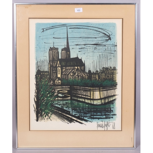 805 - Bernard Buffet, Notre Dame Cathedral, colour lithograph, 1968, image 51cm x 41cm, framed