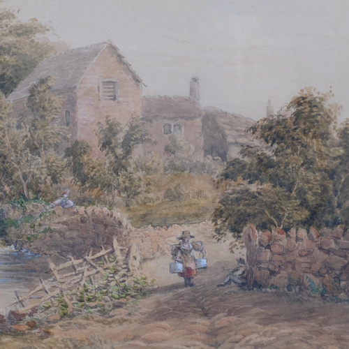 807 - 19th century English School, old watermill, watercolour, unsigned, 32cm x 46cm, framed