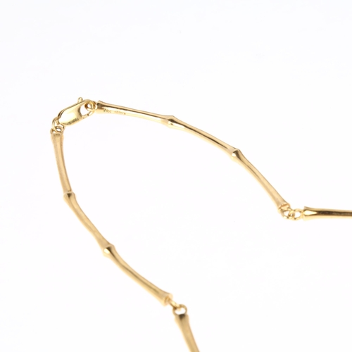 1125 - DINNY HALL - a modern 18ct gold bamboo link collar necklace, maker DHM, band width 4mm, necklace 37c... 