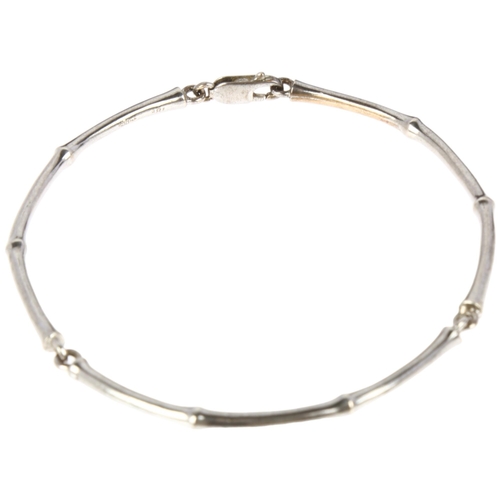 1126 - DINNY HALL - a modern 18ct white gold bamboo link bracelet, maker DHM, band width 3.3mm, 17.1g