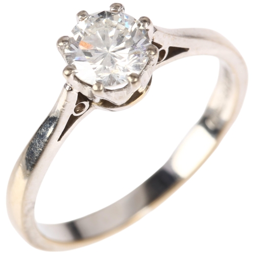 1146 - An 18ct white gold 0.65ct fracture filled solitaire diamond ring, maker EF Ltd, Sheffield 1991, claw... 