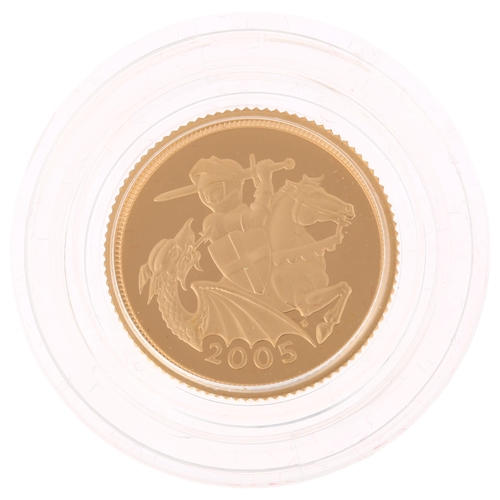 1159 - An Elizabeth II 2005 George and the Dragon gold proof half sovereign coin, limited edition no. 2122 ... 