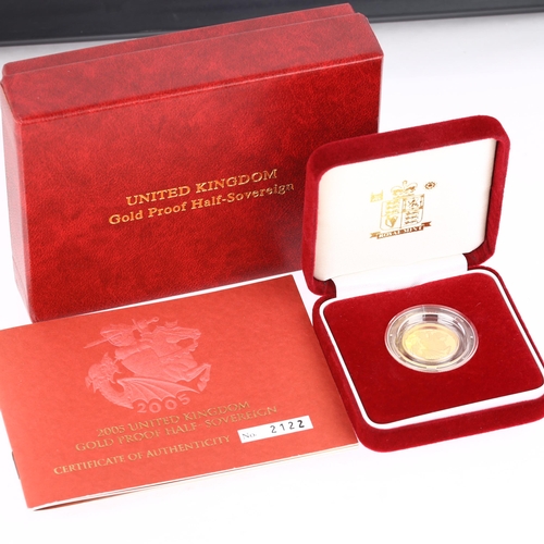 1159 - An Elizabeth II 2005 George and the Dragon gold proof half sovereign coin, limited edition no. 2122 ... 