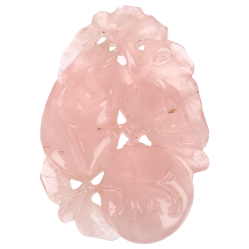 1174 - A Chinese rose quartz gourd fruit pendant, 47.2mm, 18.1g