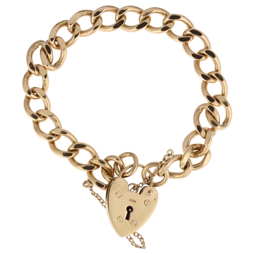 A mid-20th century 9ct gold solid curb link chain bracelet, maker FM ...