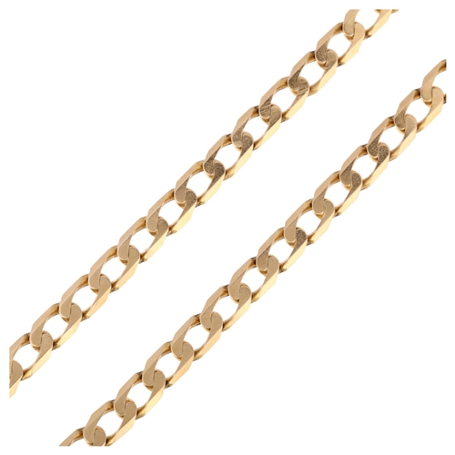 1201 - A 9ct gold flat curb link chain necklace, 55cm, 28g