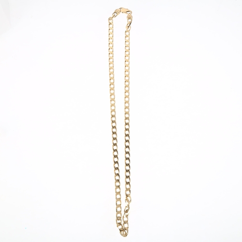 1201 - A 9ct gold flat curb link chain necklace, 55cm, 28g