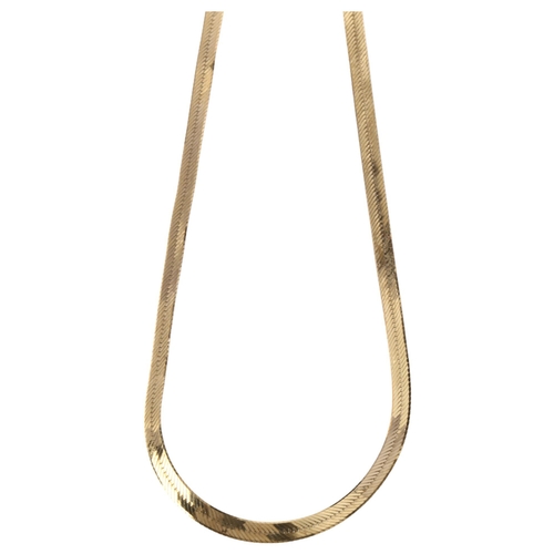 1208 - An Italian 9ct gold herringbone link chain necklace, 40cm, 7.3g