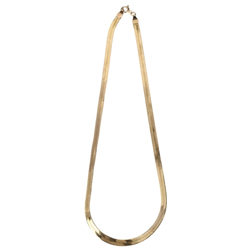 1208 - An Italian 9ct gold herringbone link chain necklace, 40cm, 7.3g