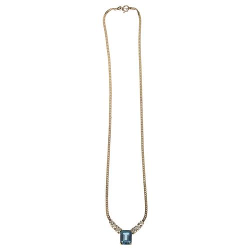 1220 - A 9ct gold blue topaz and paste collar necklace, Birmingham 1988, 40cm, 6.7g