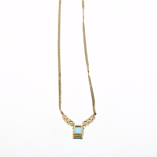 1220 - A 9ct gold blue topaz and paste collar necklace, Birmingham 1988, 40cm, 6.7g